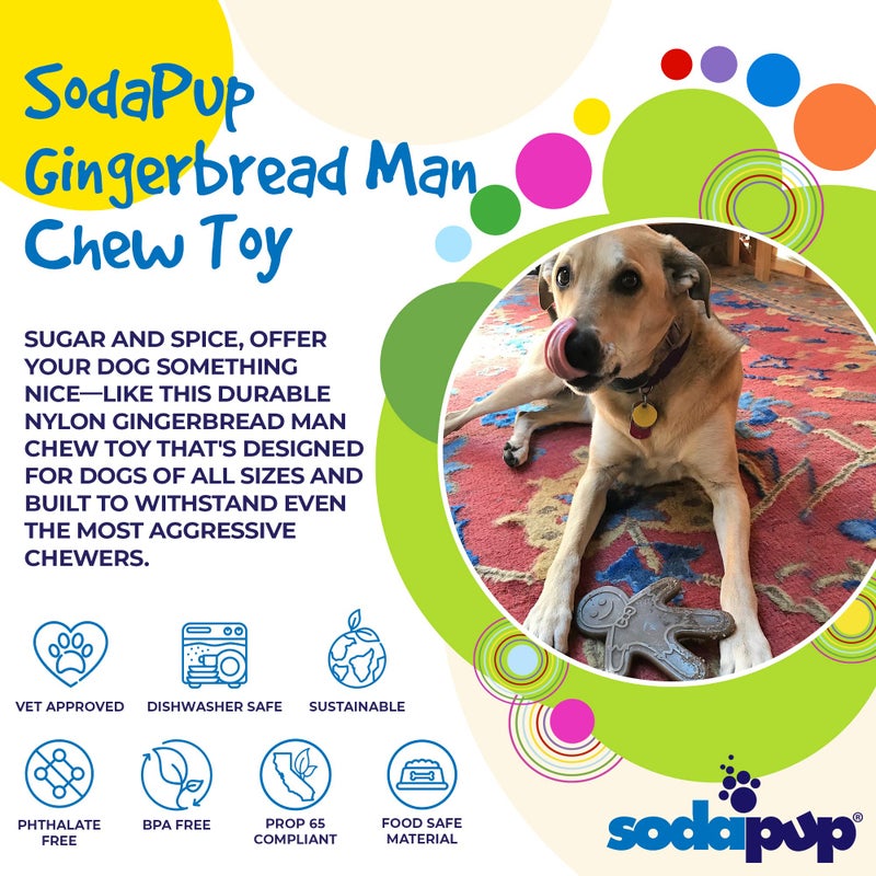 SodaPup Gingerbread Man â€“ Durable Dog Chew Toy Made in USA from Non-Toxic, Pet Safe, Food Safe Nylon Material for Mental Stimulation, Clean Teeth, Fresh Breath, Problem Chewing, Calm Nerves, & More - Image 3
